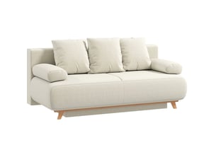 Canapé droit convertible <strong>WISHDOR</strong> <strong></strong> 2 places Velours côtelé beige avec coffre de rangement