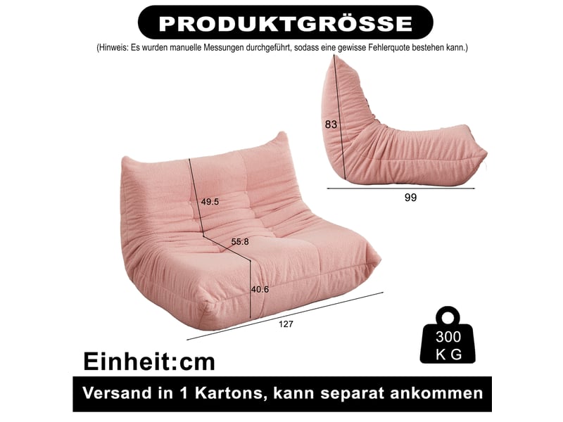 Fauteuil de sol sans accoudoirs en chenille rose - Conforama E