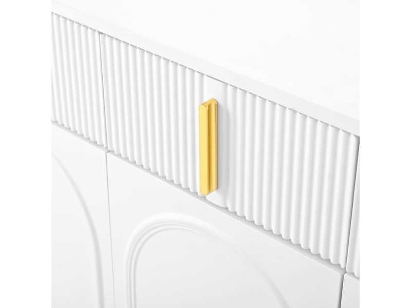  Buffet 4 portes et 4 tiroirs avec étagères réglables pour salon en mdf 140×38×82 cm blanc et doré  - Conforama D