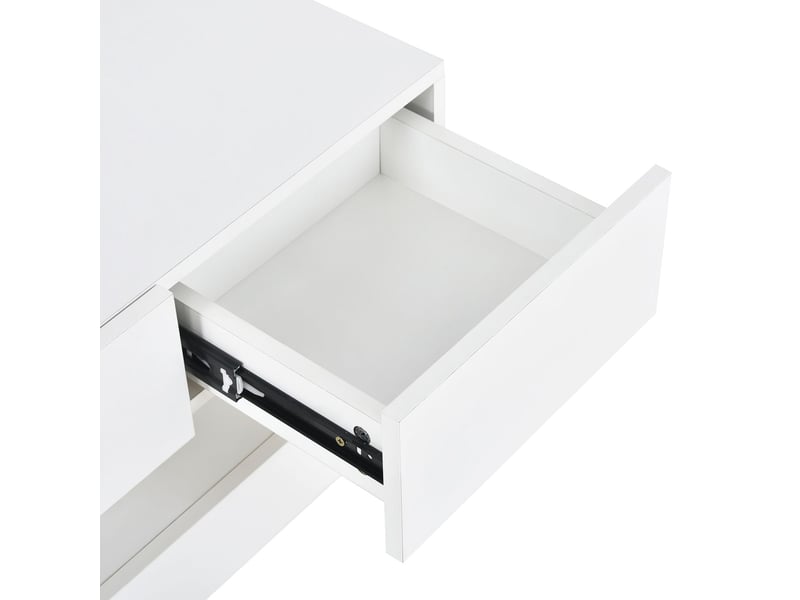  Meuble tv industriel 133 x 33 x 15cm avec led multicolore piloté par app rangement spacieux 4 tiroirs design mural flottant blanc mdf  - Conforama D