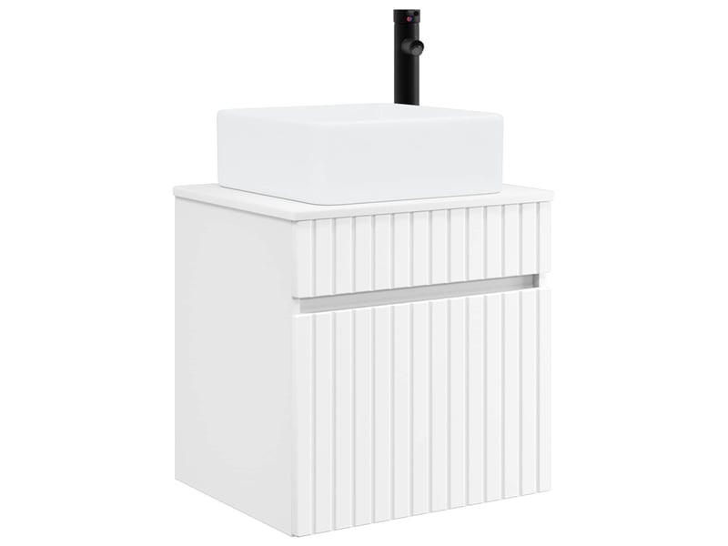  Meuble de lavabo mural, rangement salle de bain blanc 49x41x63cm bois d'ingénierie shl5656  - Conforama A