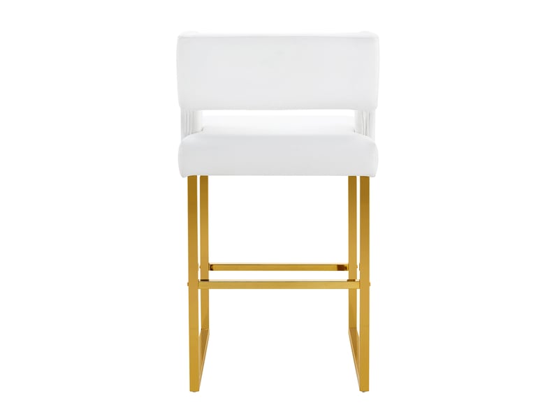 Lot de 2 tabourets de bar 53x48x91 cm, meuble de cuisine, chaises hautes avec assise carrée, pieds métal doré, pu blanc - Conforama D