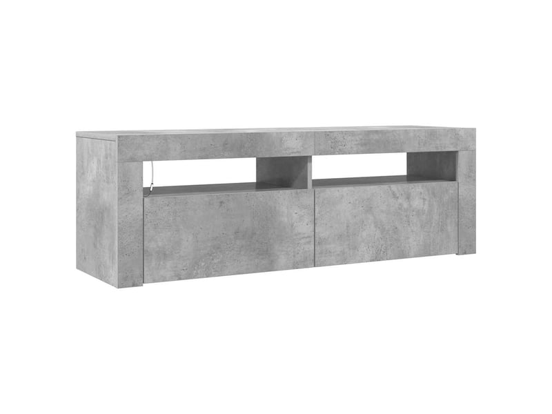  Meuble tv - banc tv - meuble de rangement avec lumières led gris béton 120x35x40 cm  - Conforama C