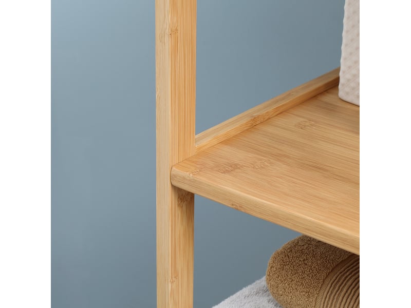  Meuble haut de salle de bains 30x30x140 cm avec 3 compartiments ouverts et 2 tiroirs amovibles naturel  - Conforama D