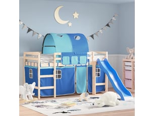 Rideaux pour lit mezzanine avec tunnel bleu polyester cf44932