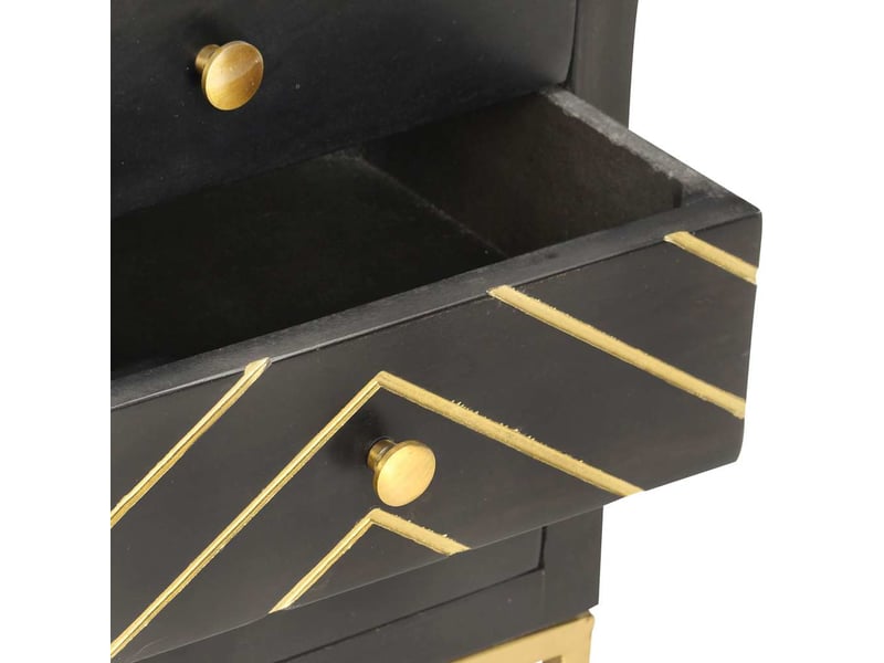  Table de chevet - cabinet de chevet - table de nuit noir et doré 40x30x50cm bois de manguier massif  - Conforama D