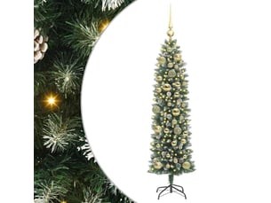 Sapin de noël - arbre de noël artificiel slim vert et blanc 120 cm