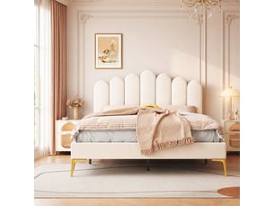 Lit 2 places 140x200 cm <strong>ULEVR</strong> <strong></strong> coloris beige