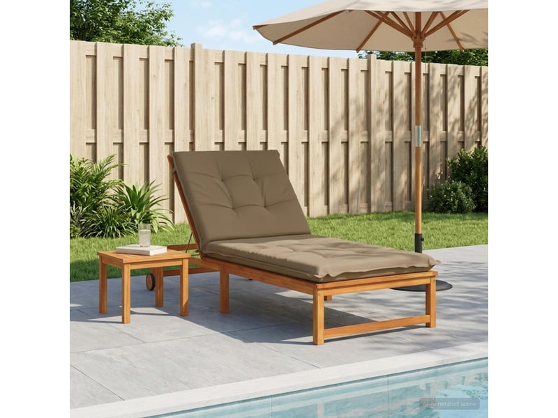 Coussin de transat, coussin pour bain de soleil gemert 100 % polyester taupe 190 x 70 x 9 cm cf56204 - Conforama B