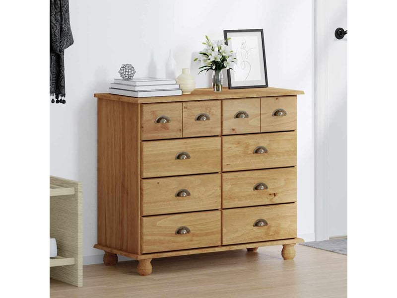 Commode chambre adulte, armoire à tiroirs askim marron 91x40x79 cm bois de pin massif - Conforama D
