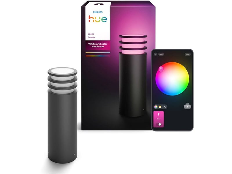  Eclairage exterieur smart potelet lucca ip44 anthracite 1 ampoule e27 8,1 w couleur 929004308501 - Conforama A
