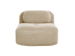 Canapé droit - velours côtelé - beige - pour salon et séjour