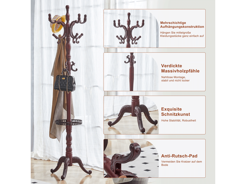  Porte-manteau sur pied en bois massif et acier coloris noyer h 195 cm W3658P379588 - Conforama D