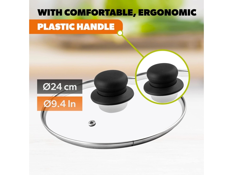  Couvercle en verre pour poêles et casseroles 24 cm – cuisine facile et sûre  - Conforama C