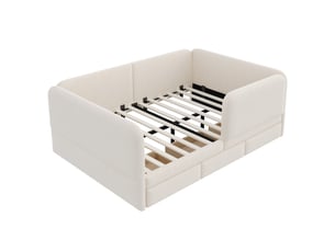 Lit avec rangement 140x200 cm <strong></strong> <strong></strong> coloris beige