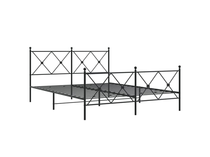  Lit double- lit adulte -  cadre de lit métal sans matelas avec pied de lit noir 150x200cm  - Conforama B
