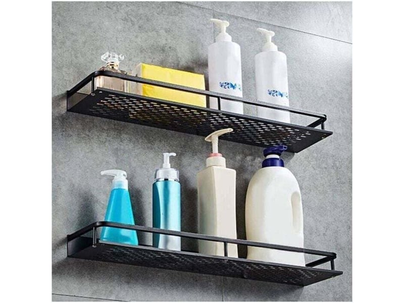  Enowelir étagère de salle de bain en acier inoxydable noir 50 cm support de douche étagère murale  - Conforama B