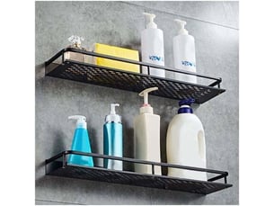 Enowelir étagère de salle de bain en acier inoxydable noir 50 cm support de douche étagère murale
