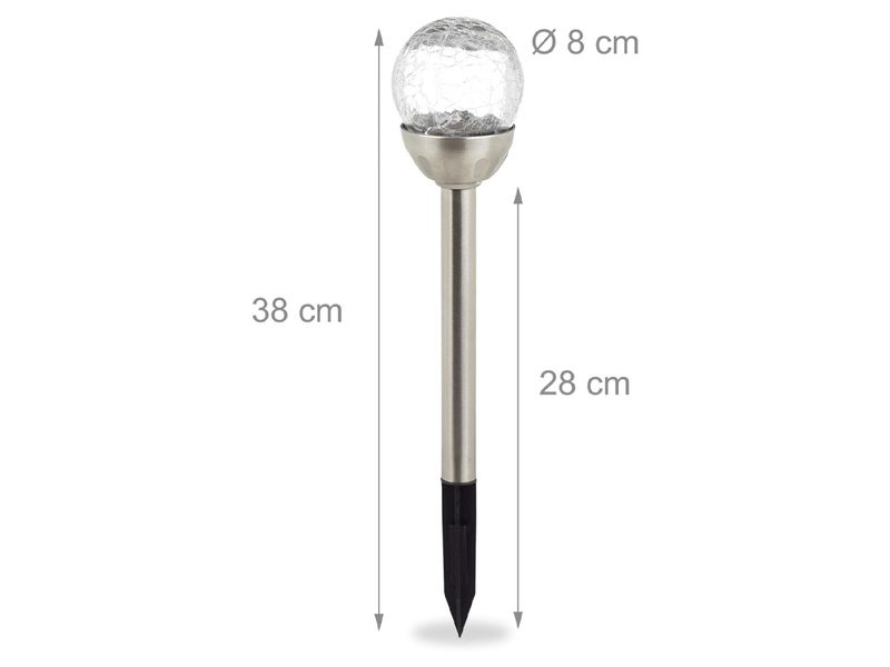  Boule de cristal pour jardin en jeu de 4, lampes solaires à effet de verre, résistante à l'eau, lumière blanche argentée  - Conforama D