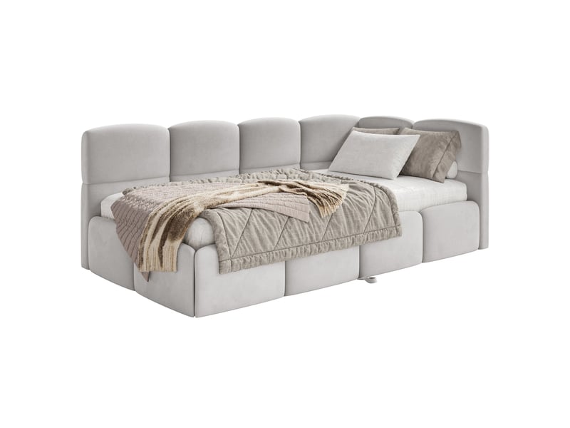 Selsey cloudy - lit rembourré - 170x185 cm - velours gris clair - côté droit Cloudy - Conforama A
