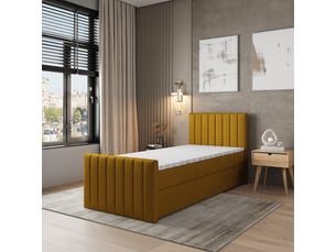 Lit avec rangement 90x200 cm MASSENO   coloris jaune