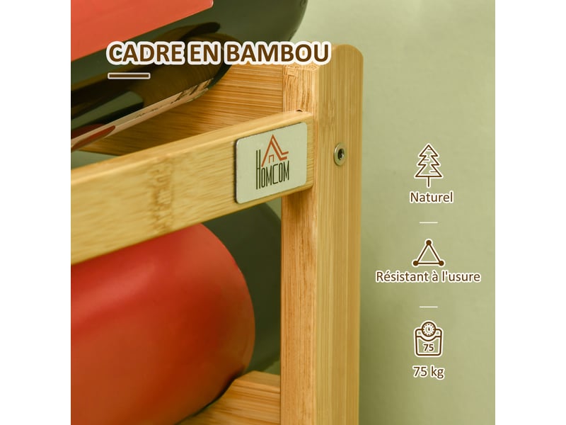  Range-bouteilles casier porte-bouteilles en bois de bambou 4 niveaux 16 bouteilles bois naturel 43 x 23,5 x 38 cm  - Conforama R