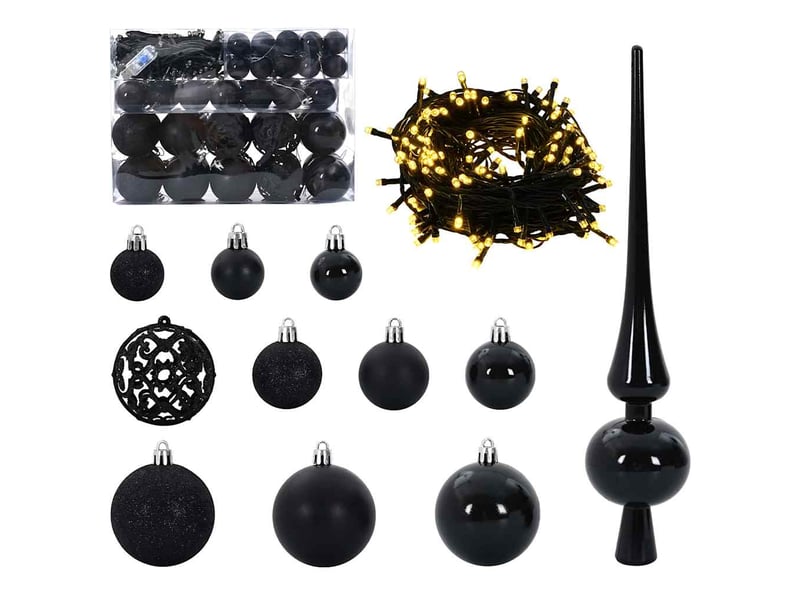  Ensemble de boules de noël 61 pcs 150 led blanc chaud ø 6 cm  - Conforama A