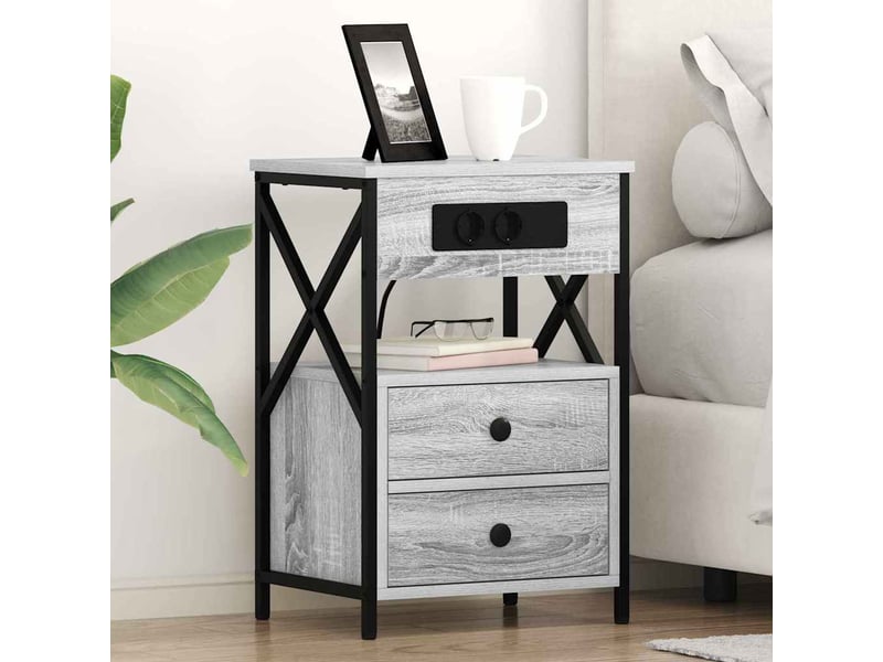  Table de chevet avec tiroir 2 pièces gris sonoma 40 x 31 x 60 cm  - Conforama B