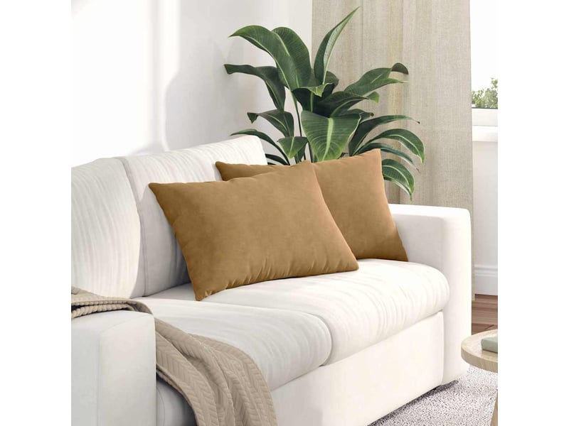  Lot de 2 coussins de canapé, coussins décoratifs marron 60 x 40 cm cf59128  - Conforama B