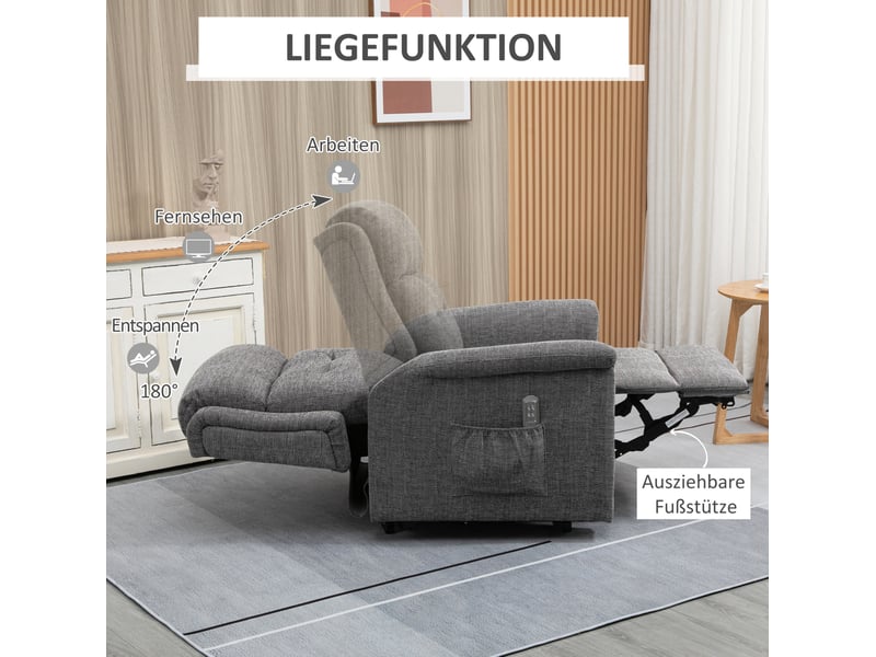 Fauteuil releveur électrique 92x87x108 cm inclinable 180° 170 kg gris - Conforama E