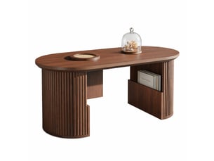 Table basse ovale coloris bois foncé <strong>MAISENTIEL</strong> <strong></strong> - 50 cmx105 cm