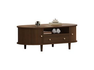 Table basse ovale coloris bois foncé <strong></strong> <strong>Fay Lum</strong> - 50 cmx100 cm