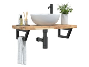 Étagère de vasque | étagère murale acier et bois massif d'acacia shl3062