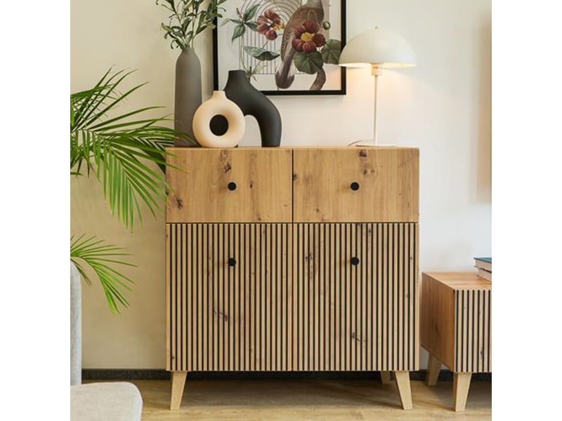  Buffet lenema, armoire 2 étagères, 91x42x95h cm chêne marron Lenema - Conforama B