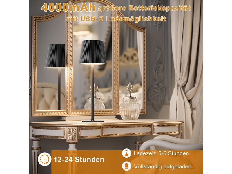 Lampe de table sans fil à intensité variable tactile batterie 3 températures de couleur - Conforama D