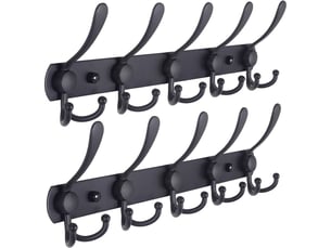 Noir, 2 pièces) porte-manteau mural - 5 crochets triples, robustes et durables, en acier inoxydable, rails à en métal pour porte-manteaux