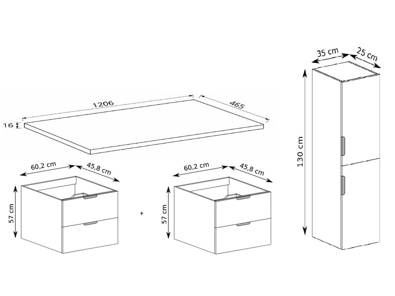 Ensemble double meuble sous vasque avec plan et colonne novo l.120 cm effet chêne hikora - Conforama C