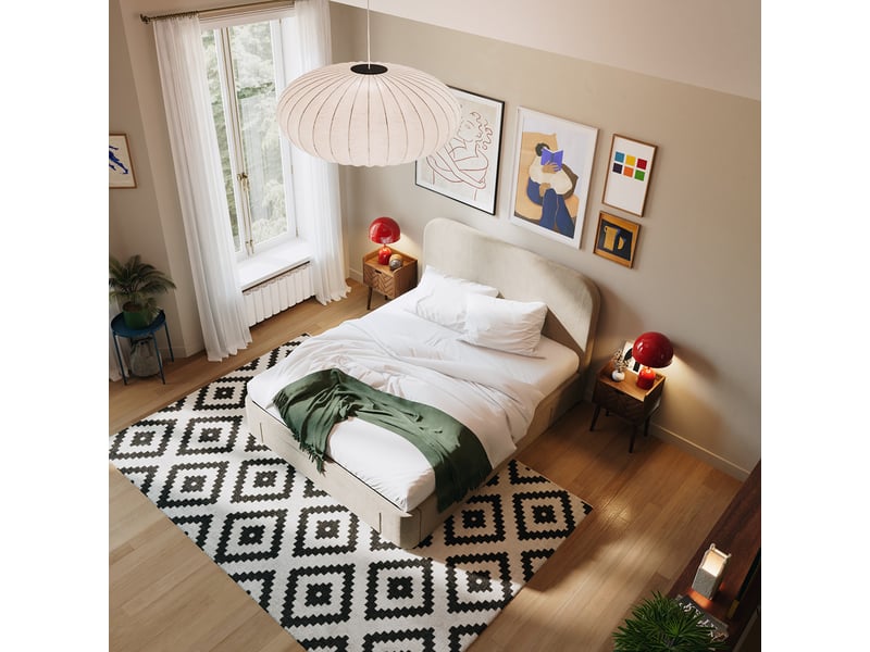  Lit 3 tiroirs 2p beige nova 160x200 cm  slome  - Conforama D
