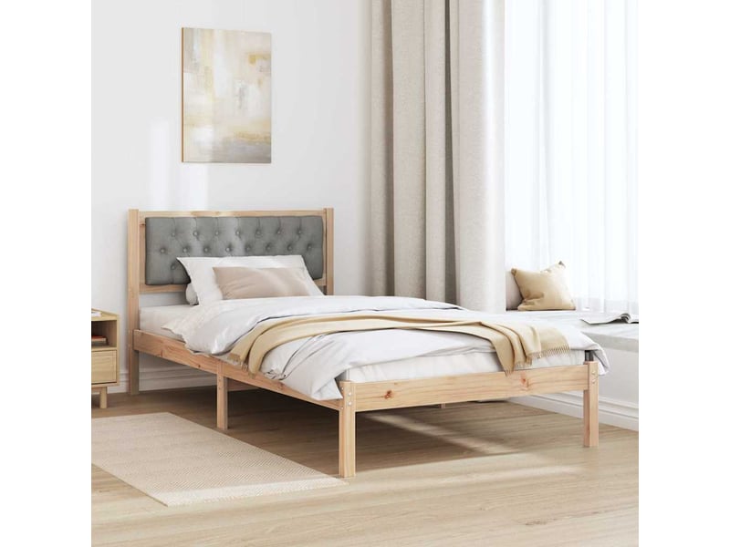 Lit simple- lit adulte - cadre de lit gris clair 100 x 200 cm pin massif - Conforama C