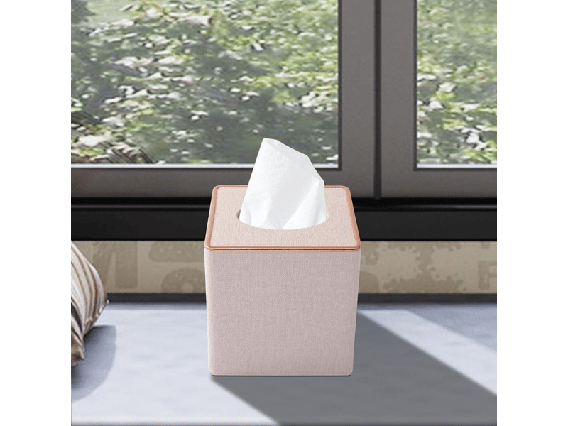  Étui carré en lin pour boîte à mouchoirs - avec base magnétique, pour la maison et le bureau - 1 pièce, 16×14×14cm (beige)  - Conforama B