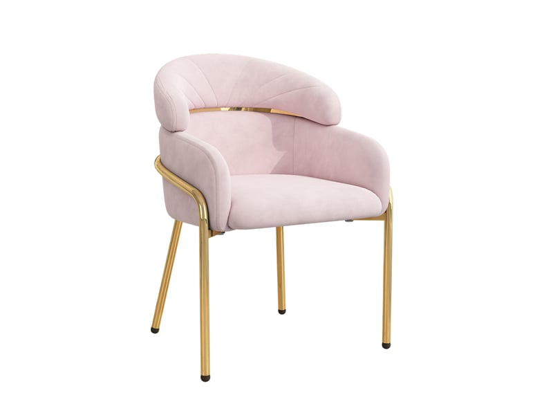 Chaise de salle à manger,53x45x79 cm,avec pieds métal,velours,rose  - Conforama D