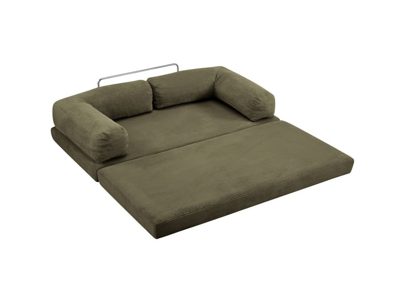  Canapé convertible compressé 3 places en velours côtelé vert - buddy Buddy - Conforama D