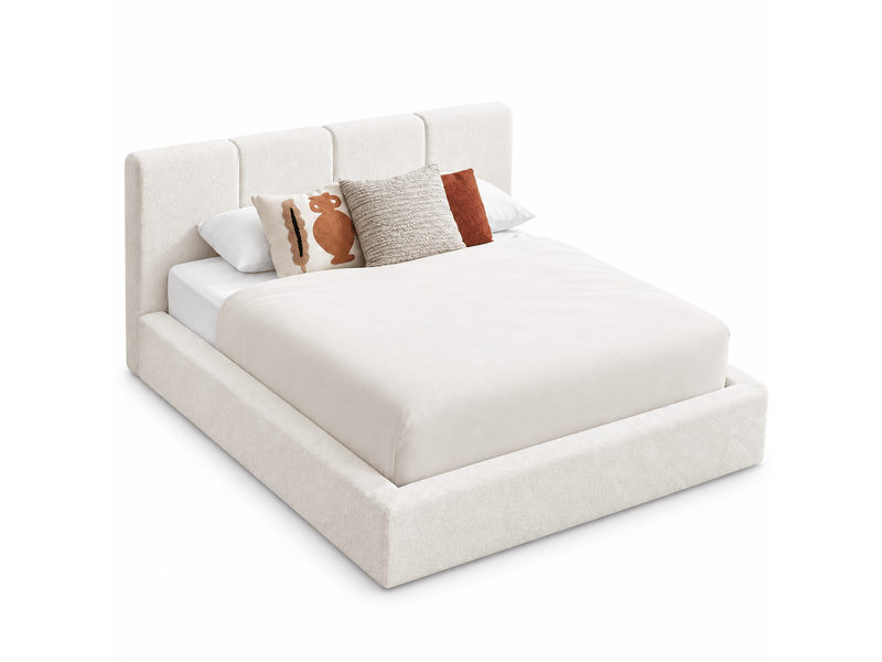  Cadre de lit 140x200 avec tête de lit capitonnée, acier renforcé (matelas non inclus)  - Conforama A