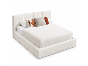 Cadre de lit 140x200 avec tête de lit capitonnée, acier renforcé (matelas non inclus)