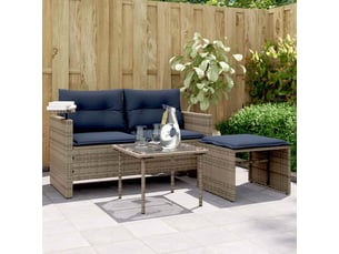 Vidaxl ensemble de canapé de jardin 3 pcs avec coussins gris résine tressée