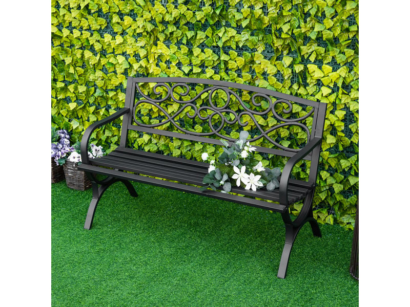 Banc de jardin 2 places banquette extérieur terrasse patio dossier incliné assise à lattes accoudoirs  - Conforama D