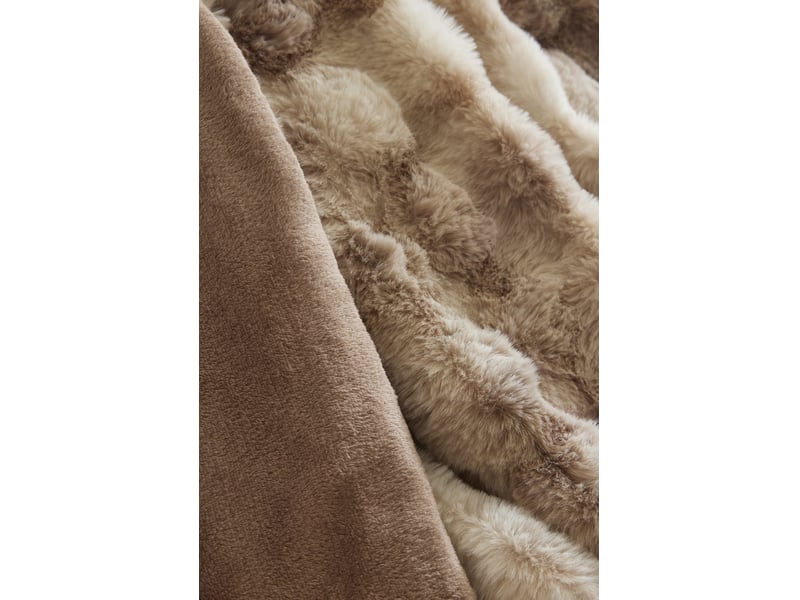  Plaid 125 x 150 cm polyester fausse fourrure astra taupe 15690 - Conforama E