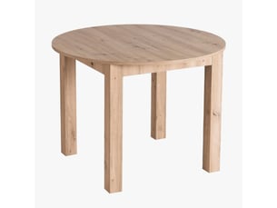 Table à manger ronde extensible couleur bois clair pieds métal noir