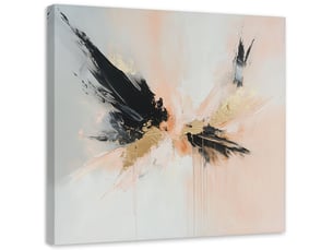 Tableau, abstraction moderne noir or beige éclaboussures