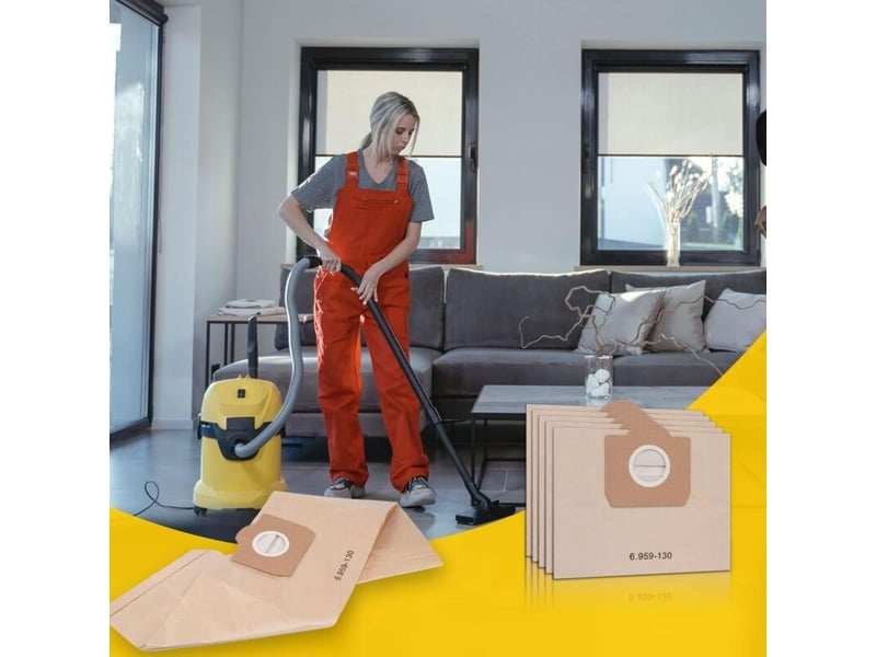  Paquet de 10 6.959-130.0 dustbag en papier a 220122042504 pour karcher wd3 wd3p wet &amp; dry aspirateur de remplacement  - Conforama B